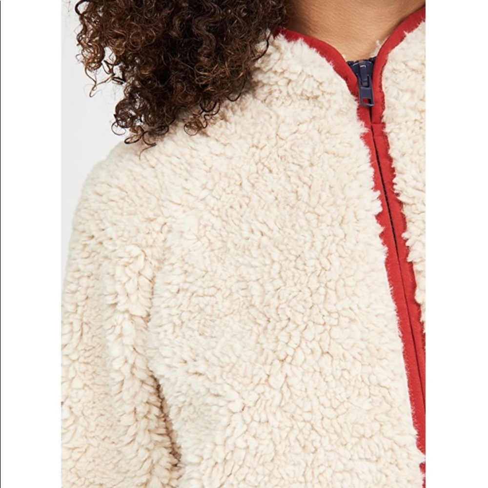 MOTHER Cream Teddy Jacket with Red Accents - Picture 5 of 13